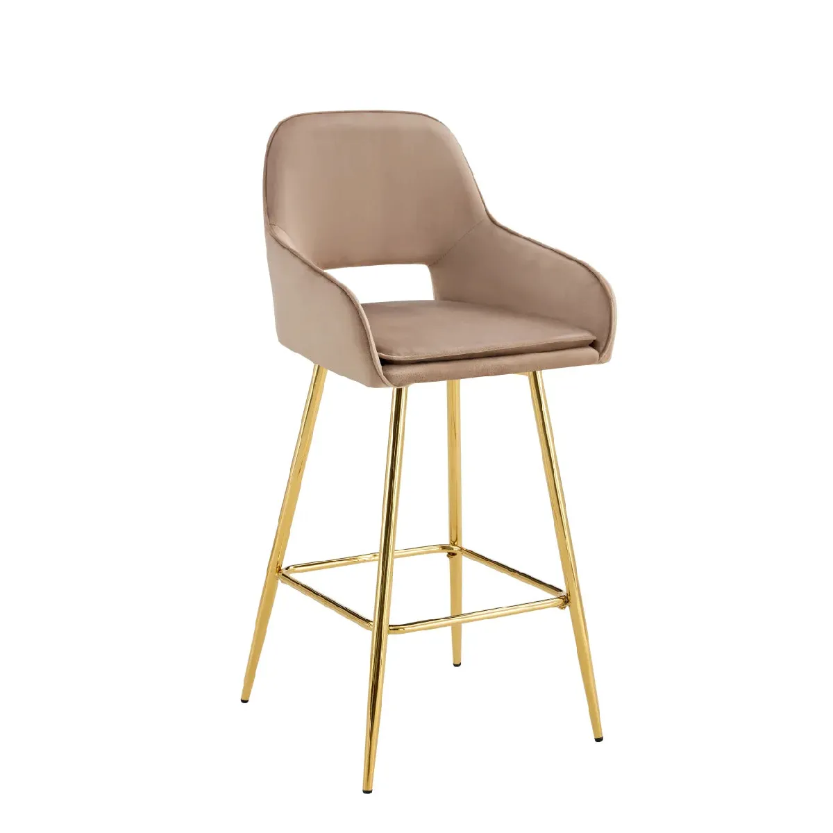 Homy france lot de 2 tabourets de bar velours - Taupe