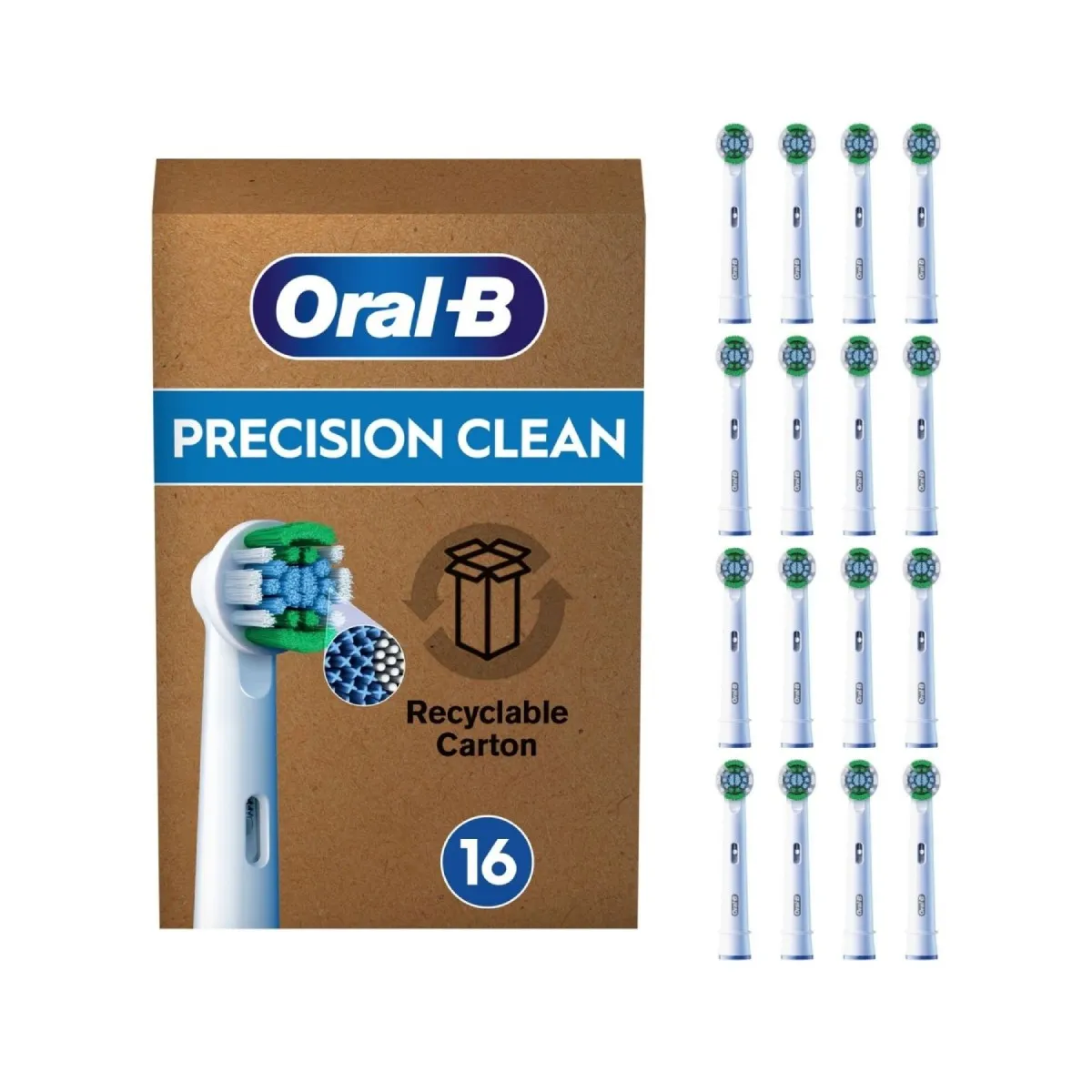 Têtes de Brosse à Dents Oral-B Pro Precision Clean Blanches (16 Unités)
