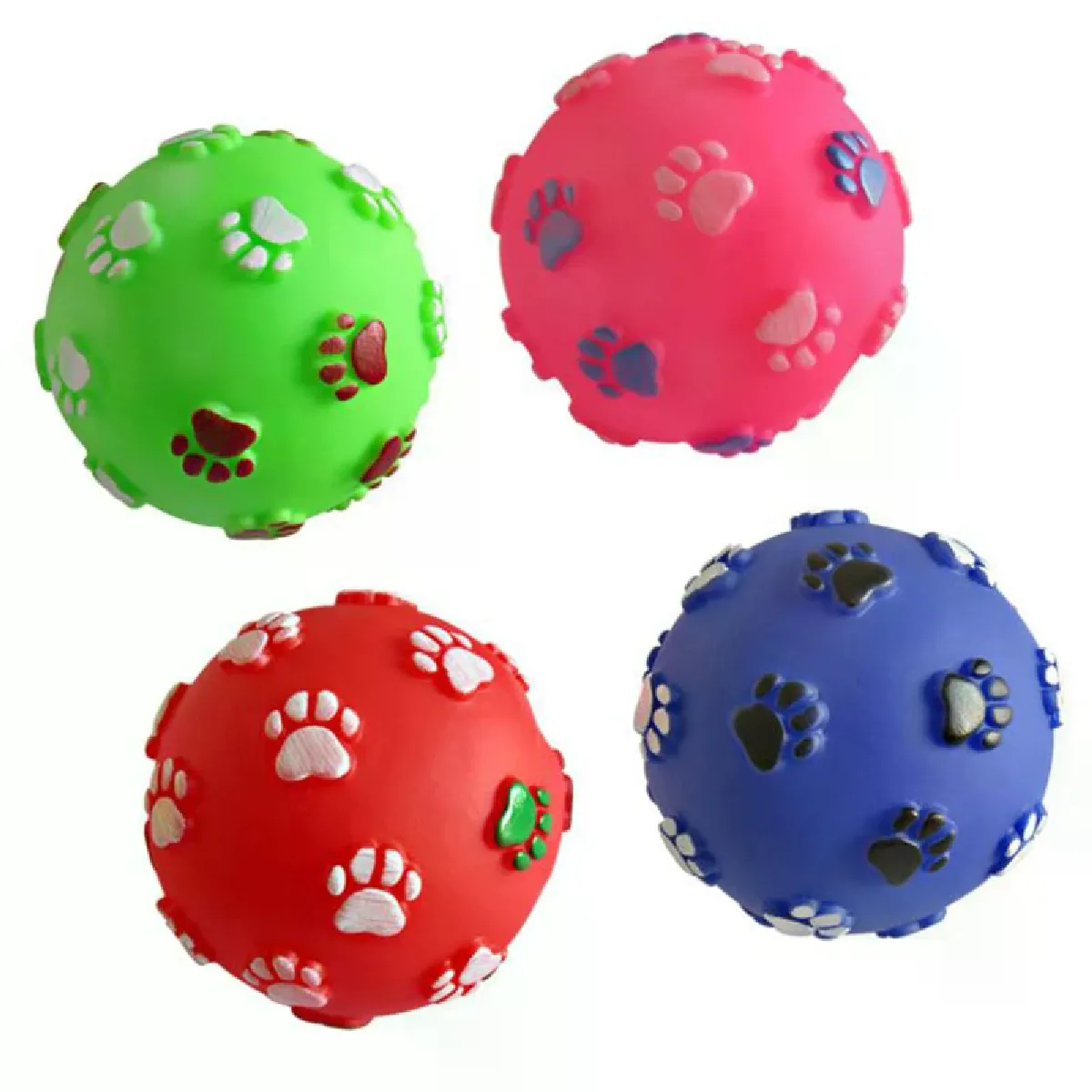 Meilleurs prix pour Jouet amusant en forme d'empreinte de chien, balle sonore colorée, jouets couineurs pour chiens et chats, jouet interactif en caoutchouc souple à mâcher S~06442