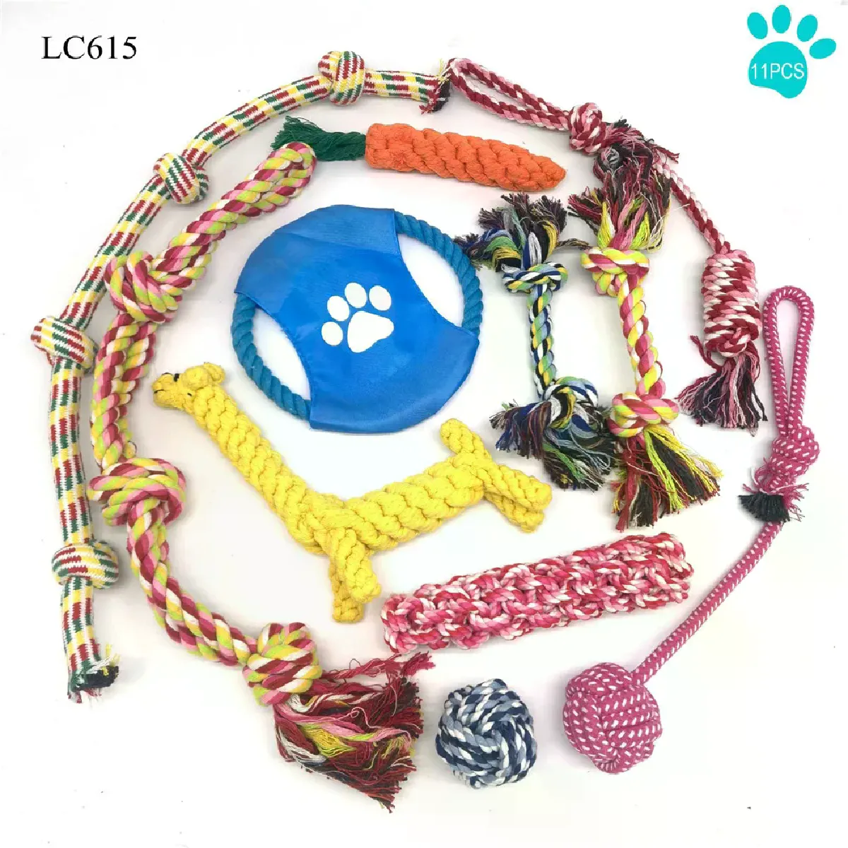 Meilleurs prix pour Jouets d'entraînement interactifs pour chiens de compagnie, jouets pour chiens à mordre les molaires, corde nouée, brosse à dents, balle à mâcher, jouet de nettoyage de dentition pour chiots~07668