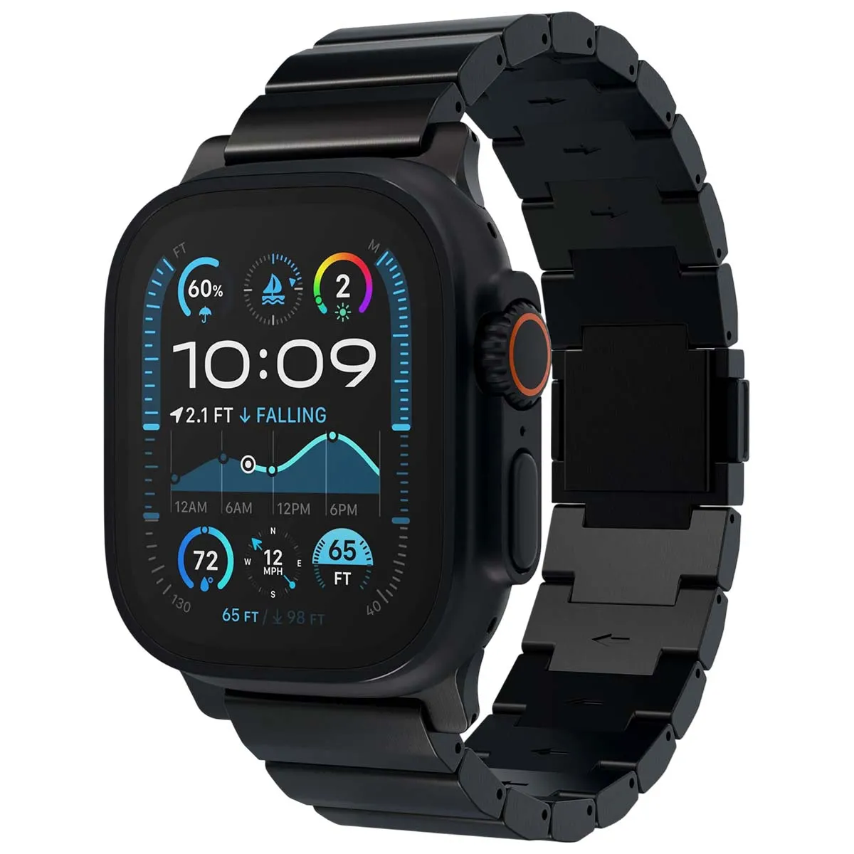 DECODED  Bracelet Apple Watch Ultra 1-3 Titanium Traction Strap &Eacute;l&eacute;gant et R&eacute;sistant Noir