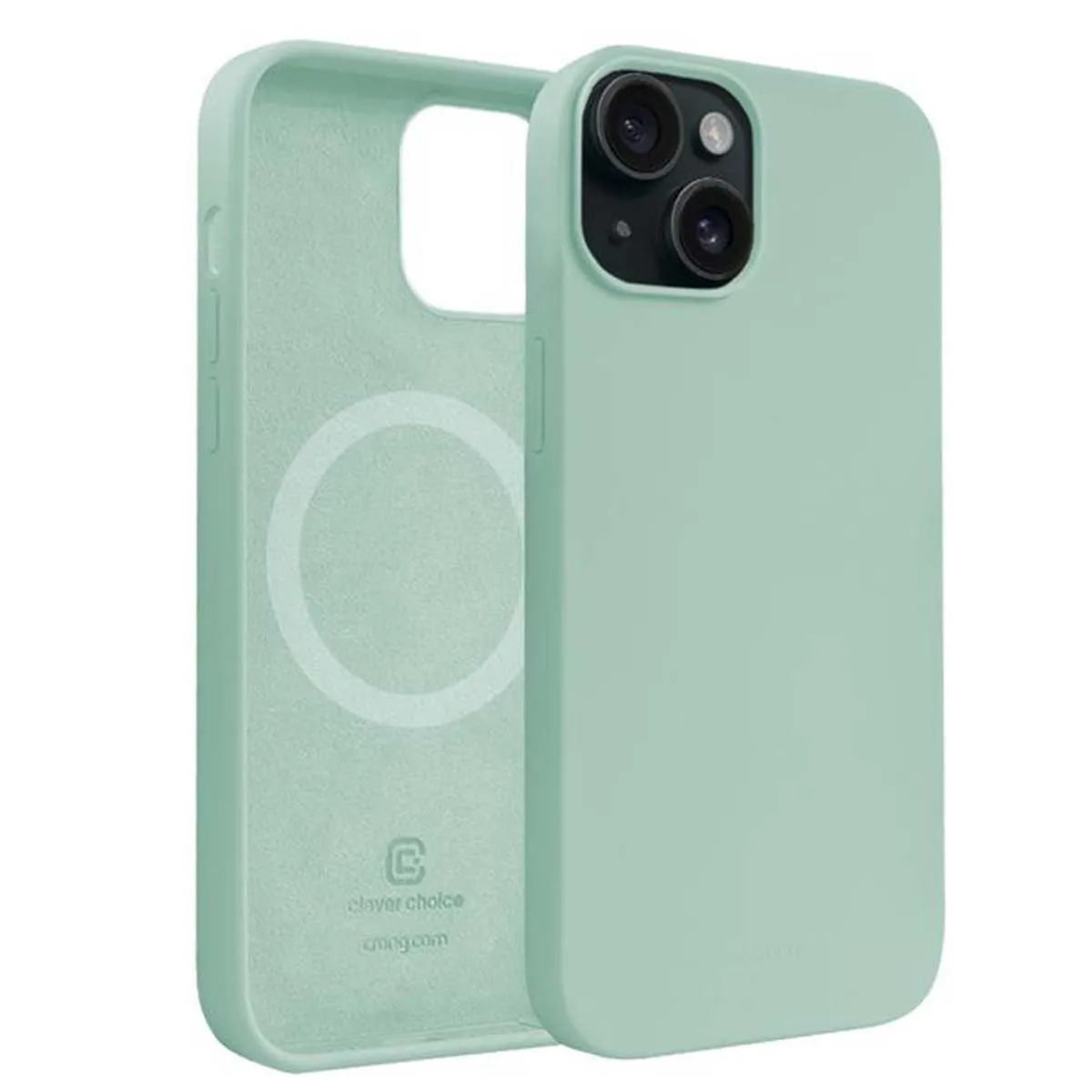 Coque pour iPhone 15 Compatible MagSafe en Silicone Souple Antichocs Crong Vert Menthe