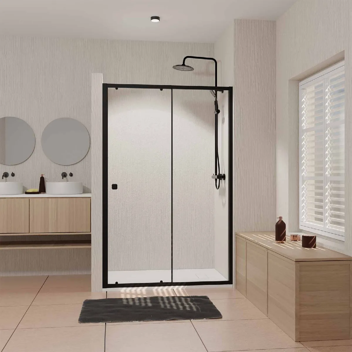 Paroi porte de douche Coulissante Noir 120x185cm - Extensible de 112.5 à 126.5 cm - BLACK SLIDE 120