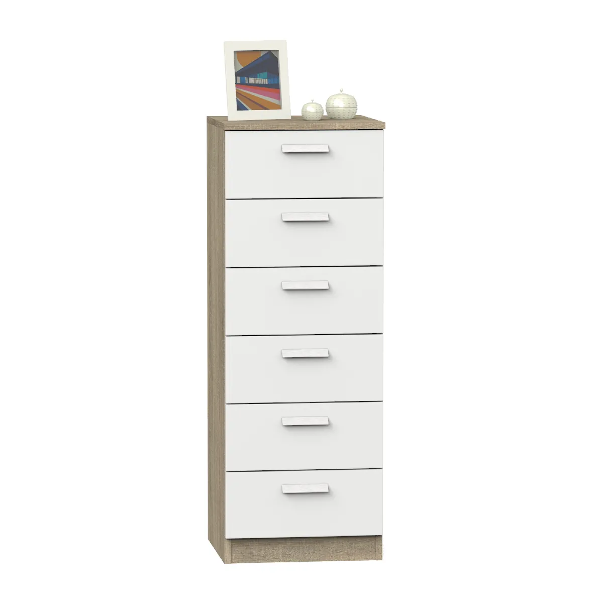 Pegane Commode chiffonnier 6 tiroirs - Chêne