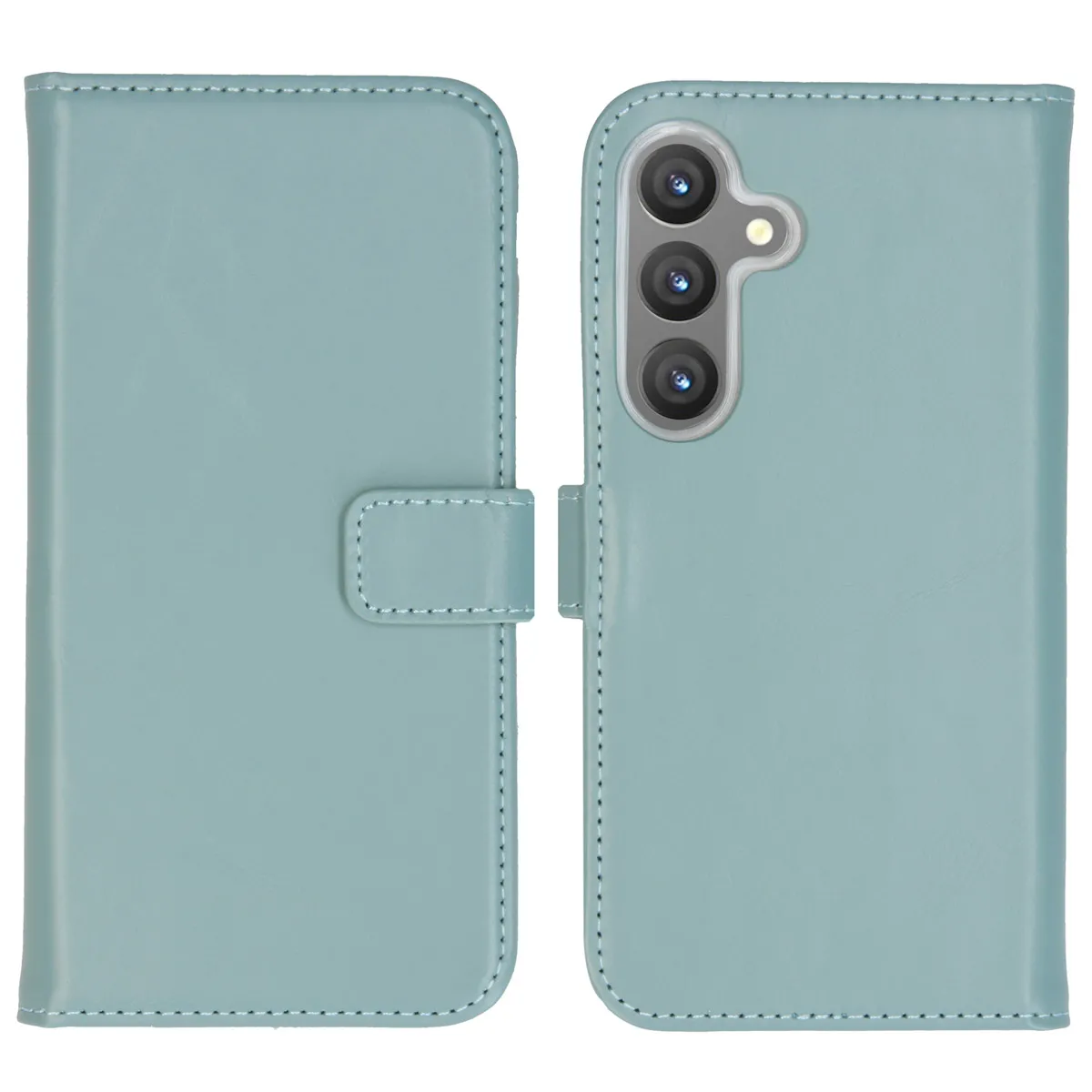Selencia Étui Portefeuille En Cuir Véritable Pour Samsung Galaxy S24 - Air Blue