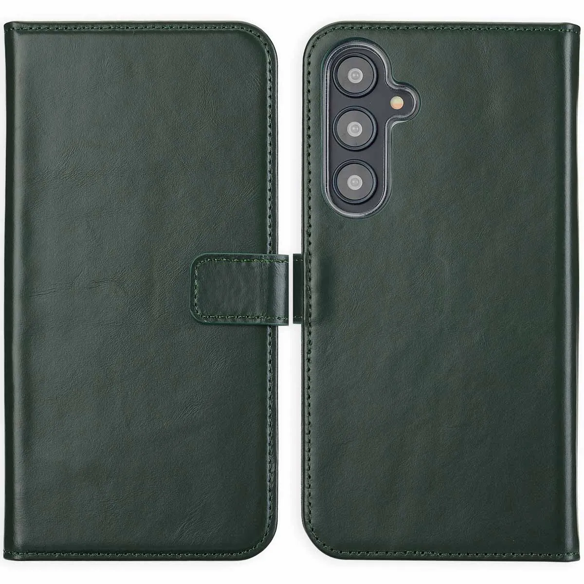 Selencia Vert Étui Portefeuille En Cuir Véritable Pour Samsung Galaxy S24 Fe