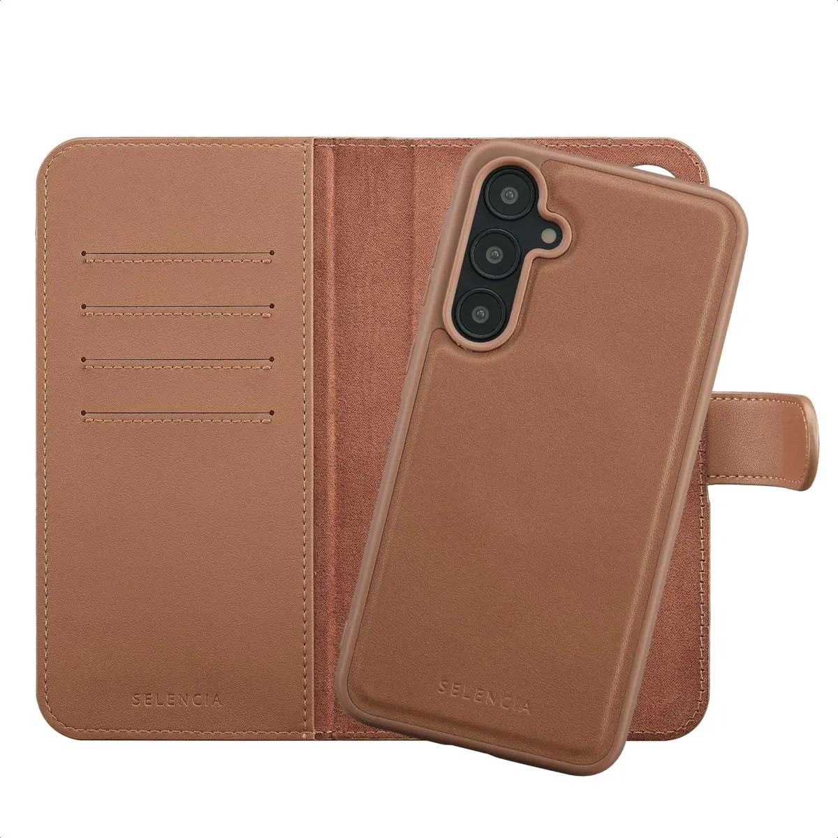 Selencia Marron Étui Portefeuille Olyn Samsung Galaxy A55 (5G)