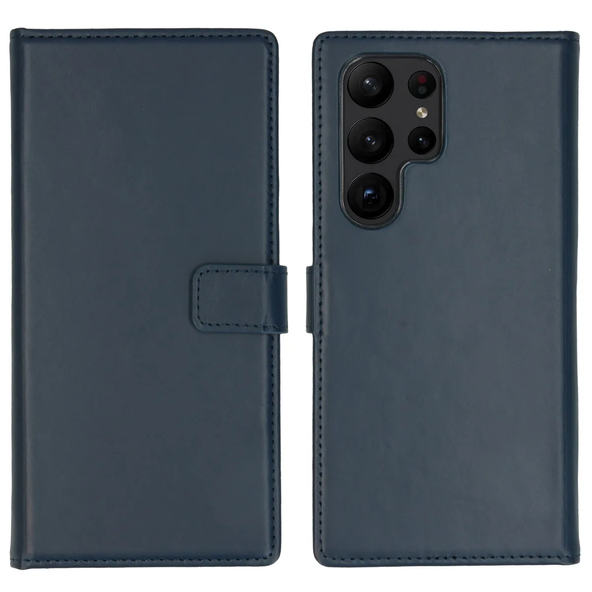 Selencia Bleu Étui Portefeuille En Cuir Véritable Pour Samsung Galaxy S23 Ultra