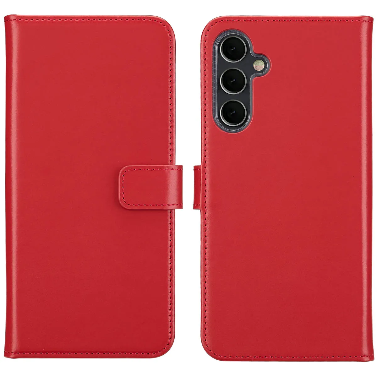 Selencia Rouge Étui Portefeuille En Cuir Véritable Pour Samsung Galaxy A16