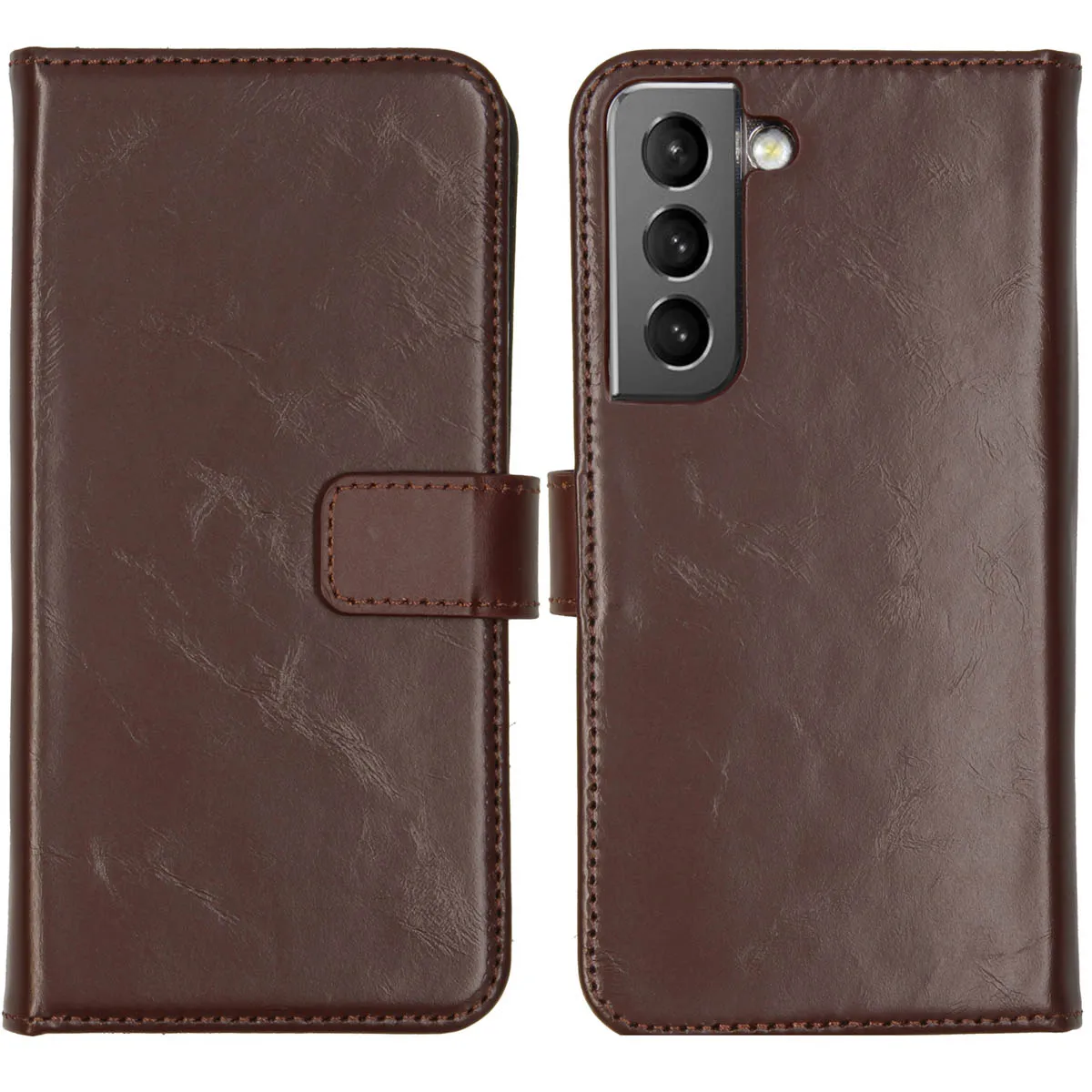 Selencia Marron Étui Portefeuille En Cuir Véritable Pour Samsung Galaxy S22