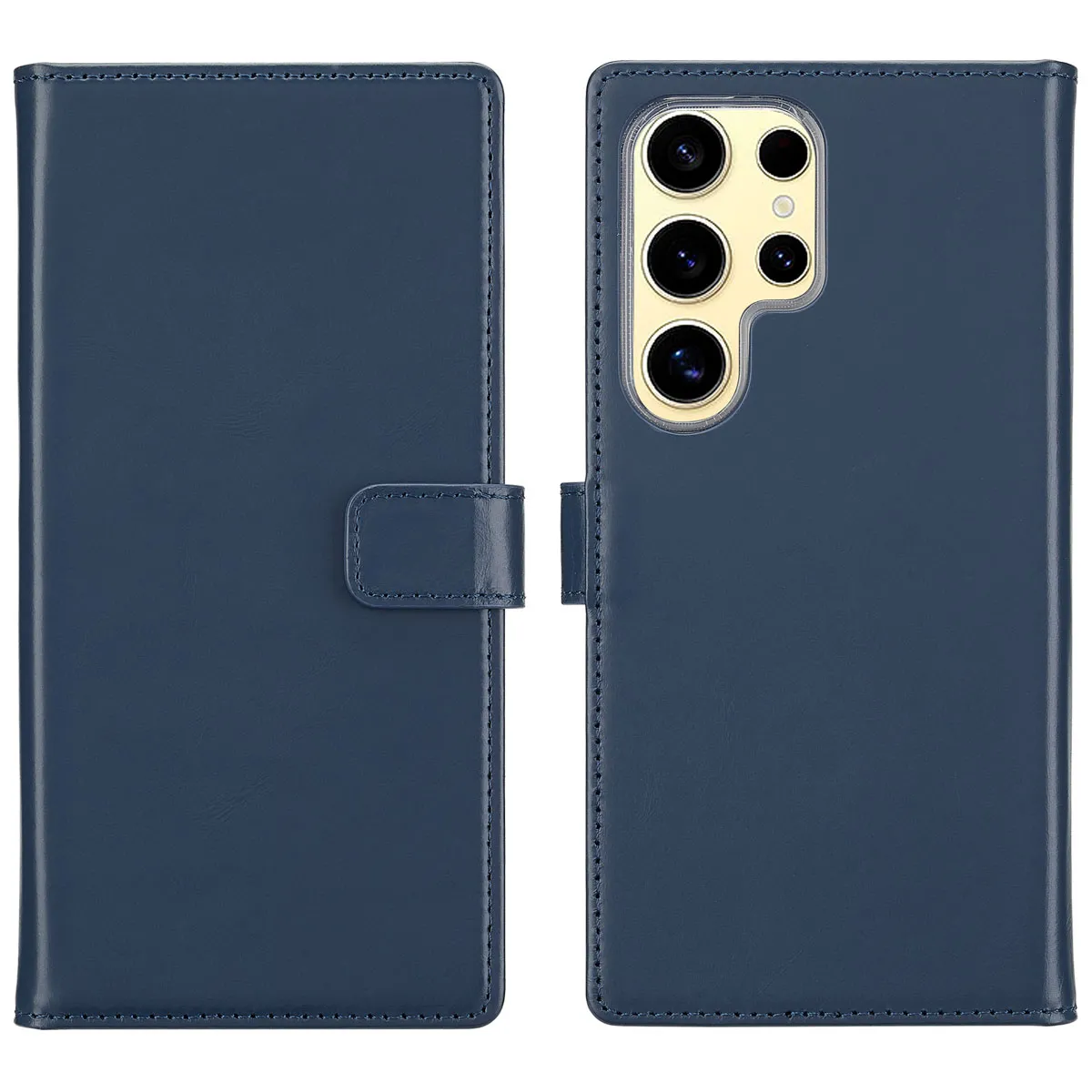 Selencia Bleu Étui Portefeuille En Cuir Véritable Pour Samsung Galaxy S25 Ultra