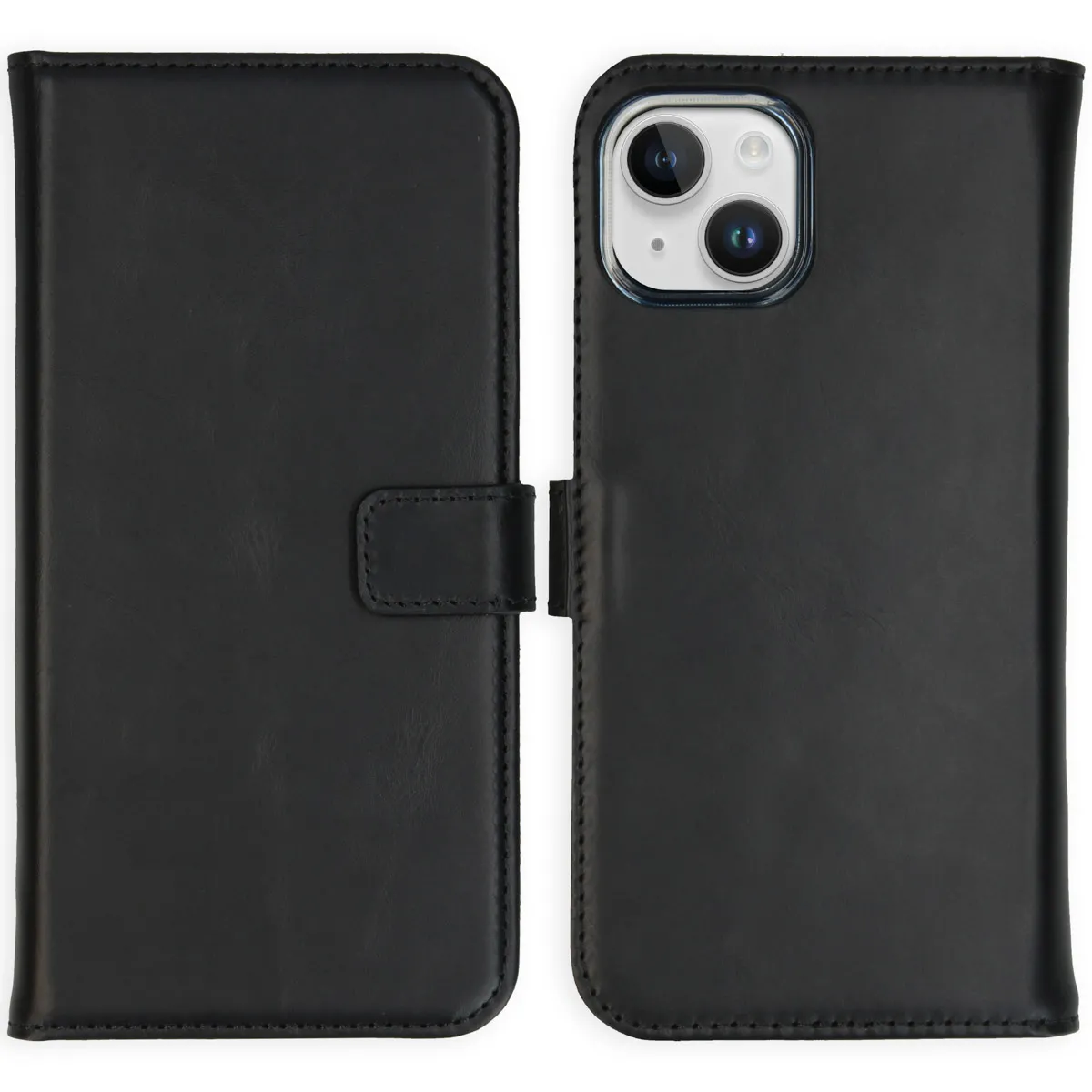 Selencia Noir Étui Portefeuille En Cuir Véritable Apple Iphone 15