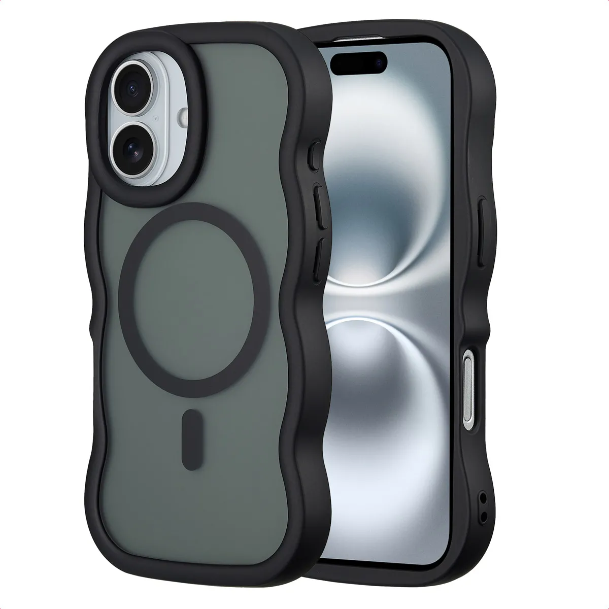 Selencia Noir Coque Arrière Magsafe Wavy Pour Apple Iphone 16