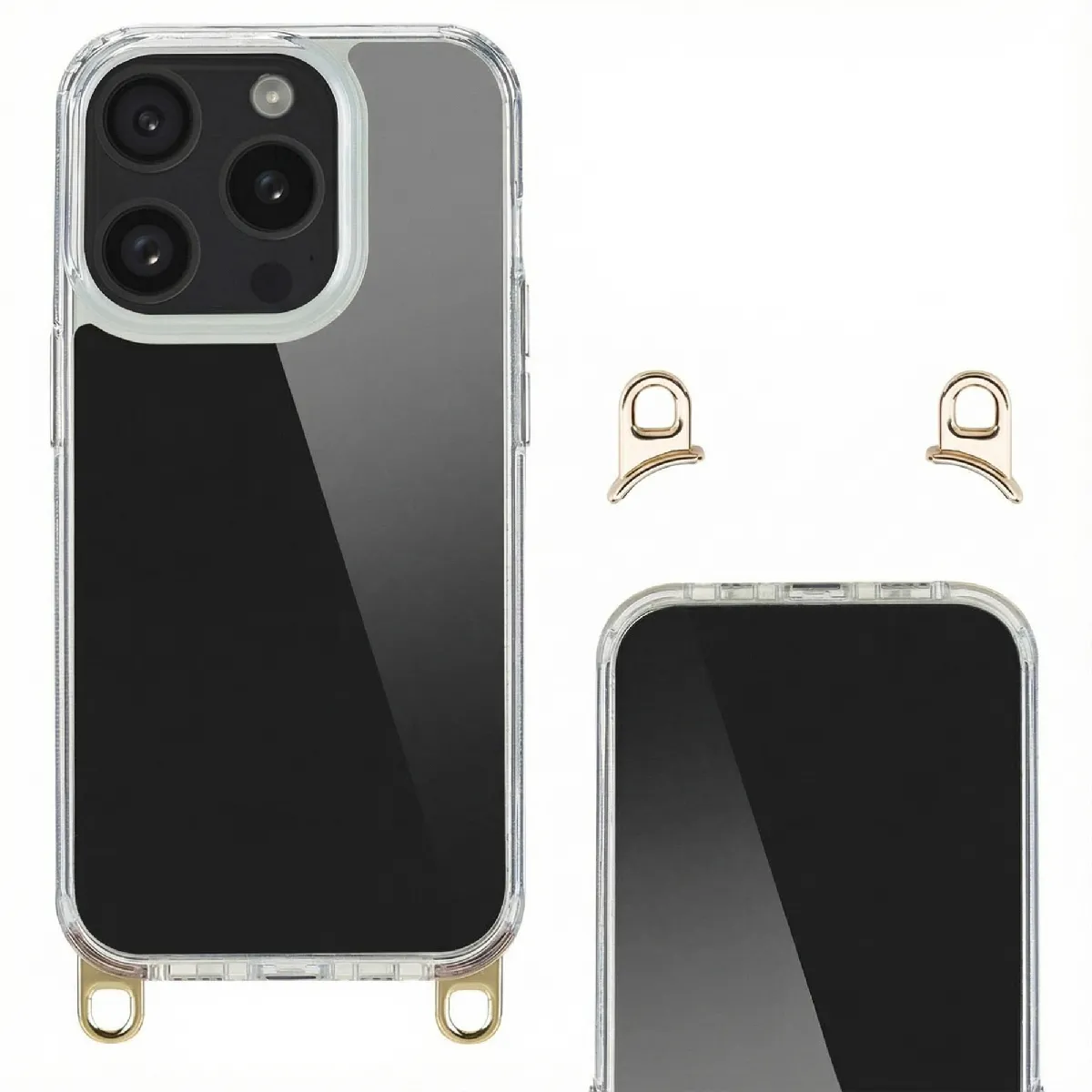 Selencia Coque Arrière Avec Crochets Amovibles Pour Apple Iphone 15 Pro - Transparent