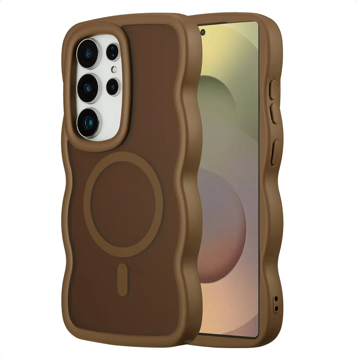 Selencia Marron Coque Wavy Avec Magsafe Samsung Galaxy S25 Ultra