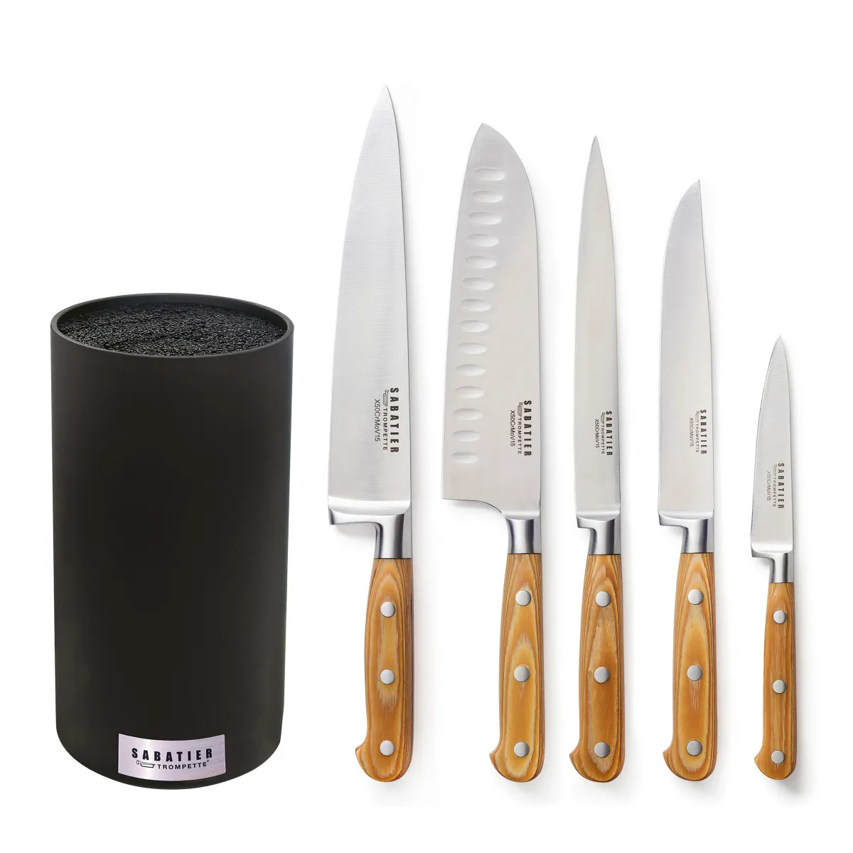 Essentiel - Bloc noir de 5 couteaux de cuisine
