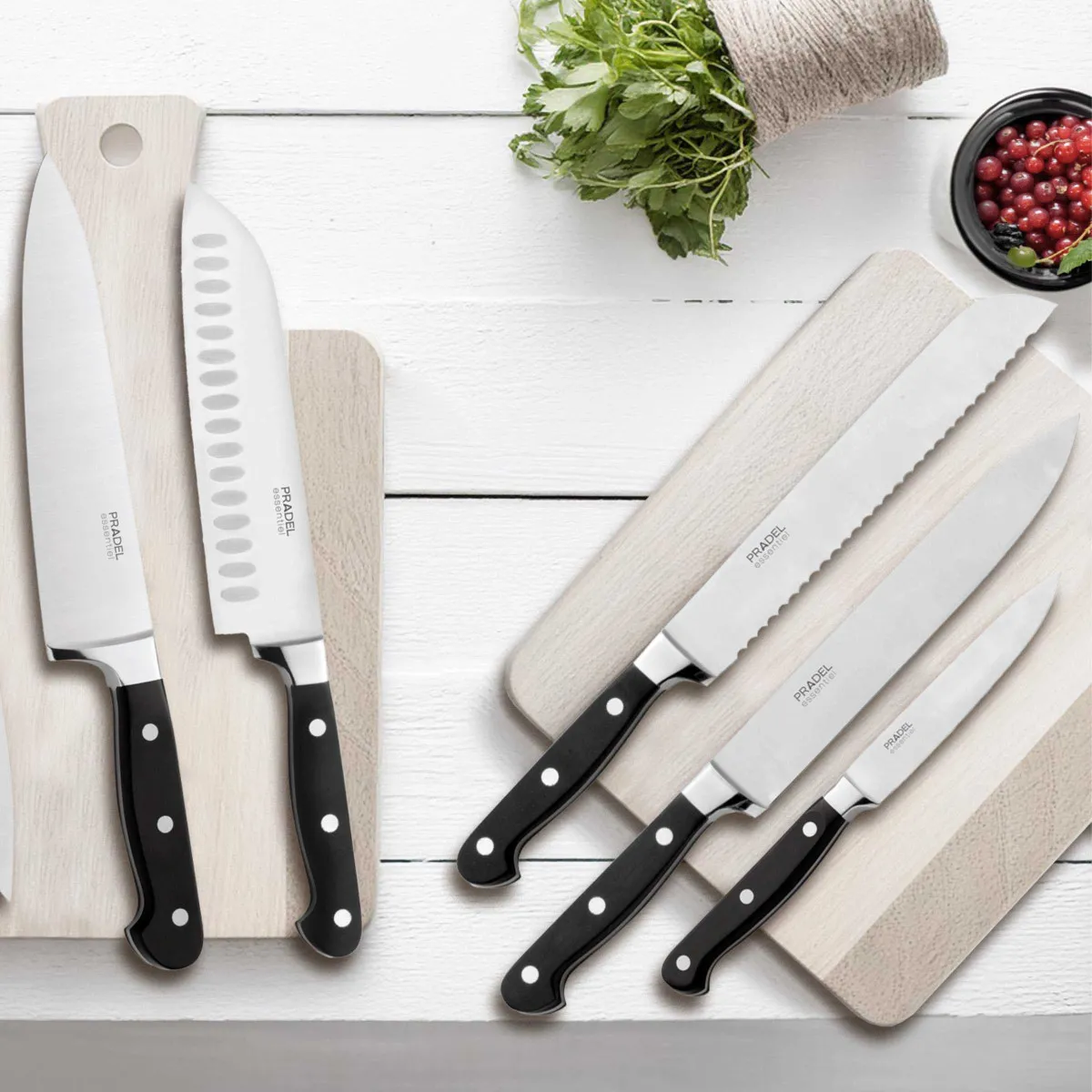 Couteau De Cuisine Professionnel 20 Cm Pradel Excellence - Double Coque - Noir - Réf 3069
