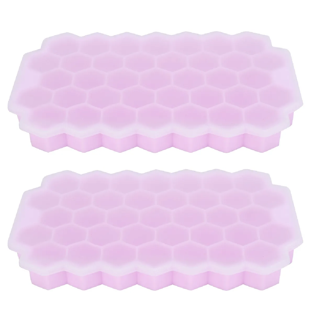 Moule à glaçons en silicone rose lot de 2 avec 37 compartiments en forme de peigne et couvercle, ustensiles de cuisine
