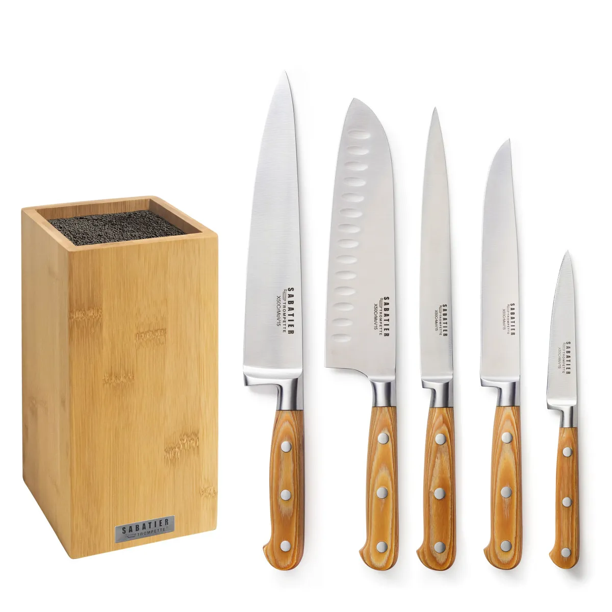 Essentiel - Bloc bambou de 5 couteaux de cuisine
