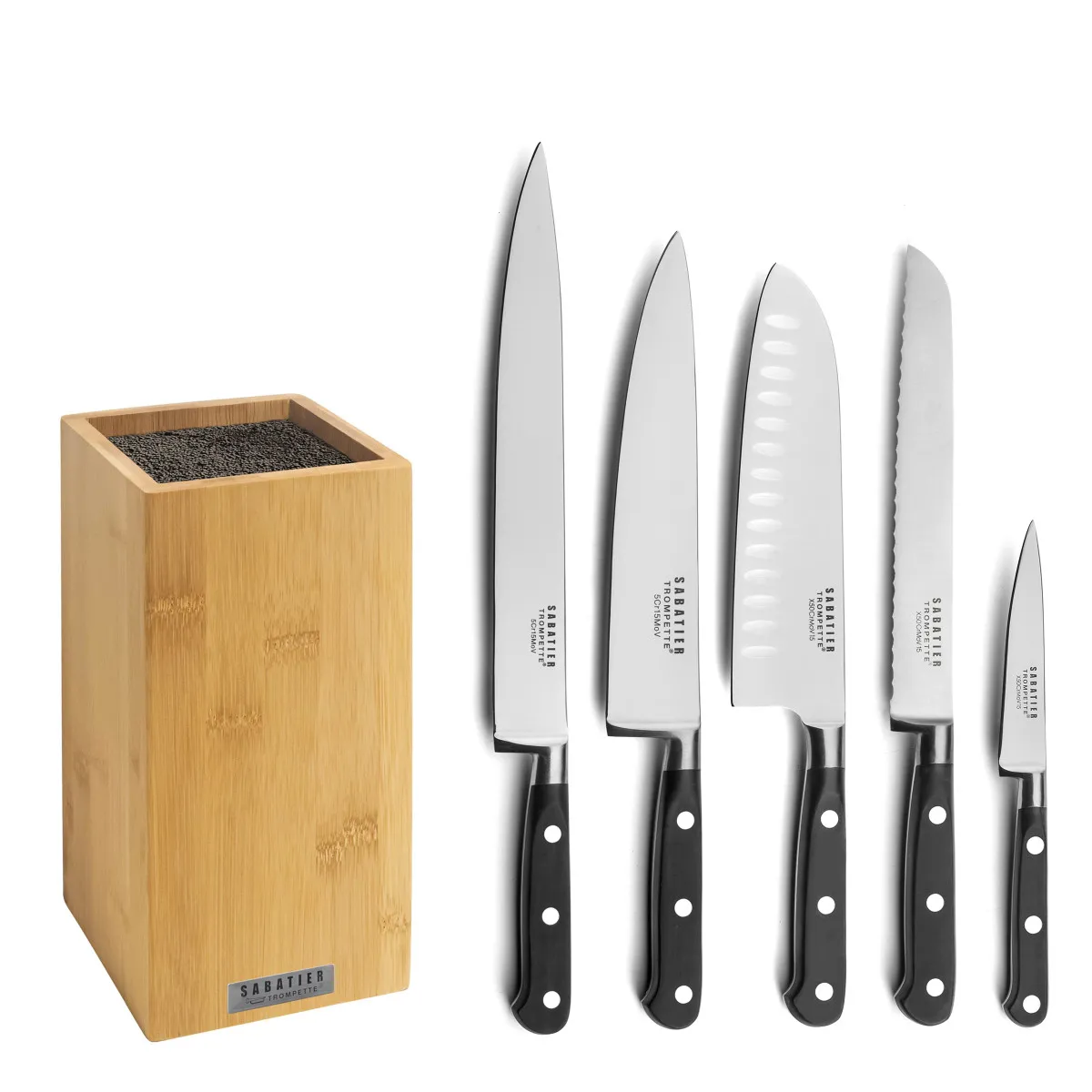 Origin - Bloc bambou de 5 couteaux de cuisine