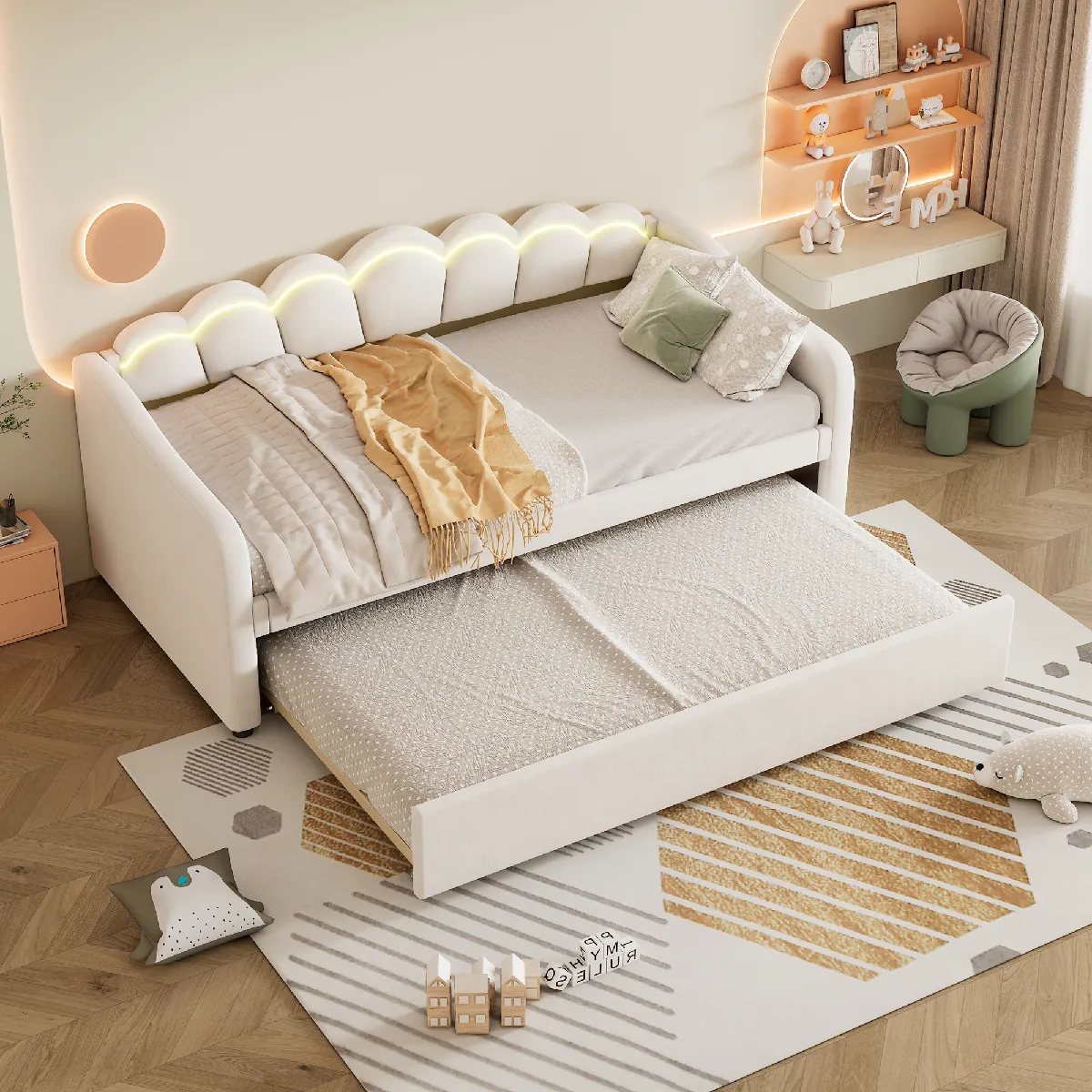 Lit Gigogne 90x200 cm - Lit Simple - Beige