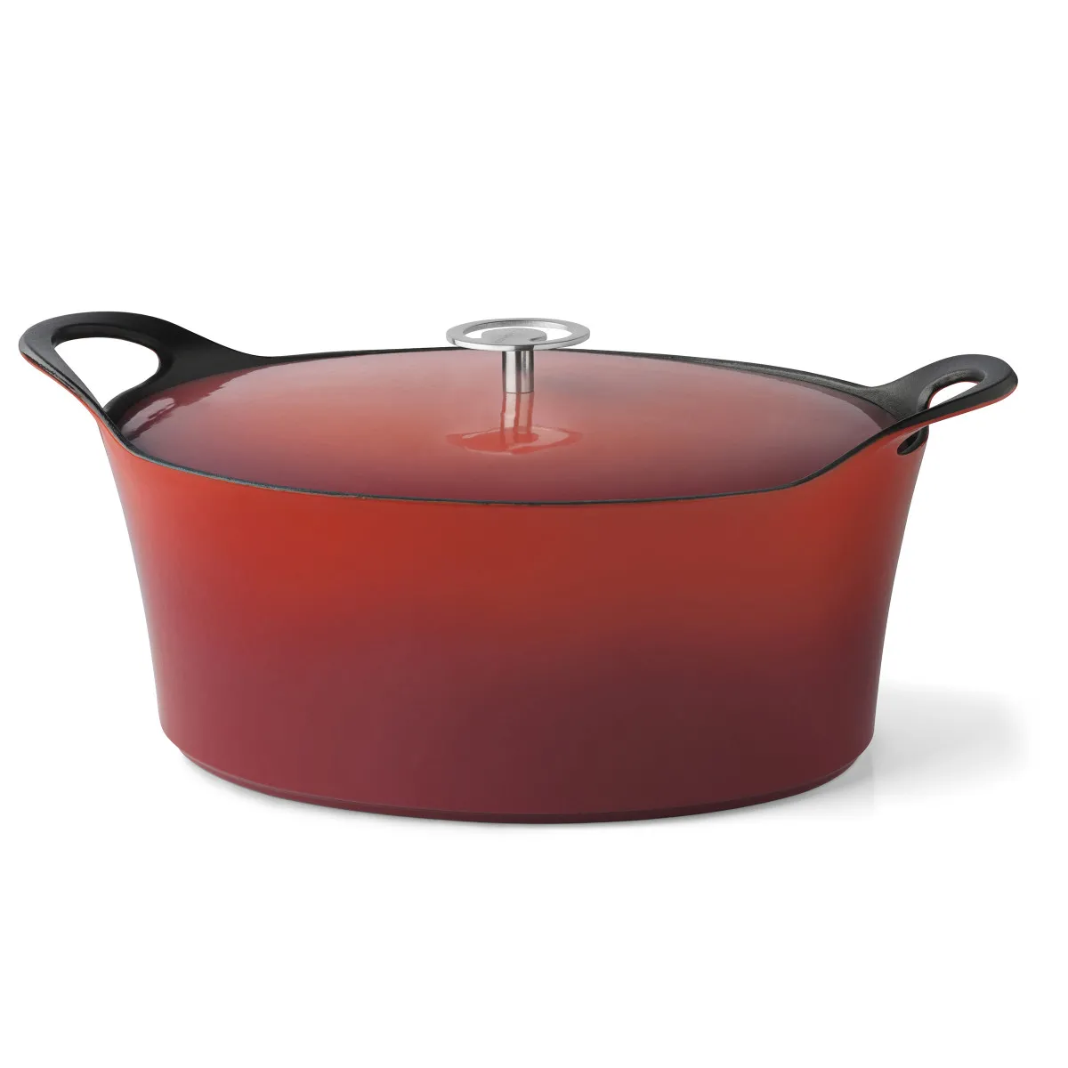 Cuisinox Rouge Volcan - Cocotte Ovale 35Cm Fonte De Fer Émaillée Avec Couvercle