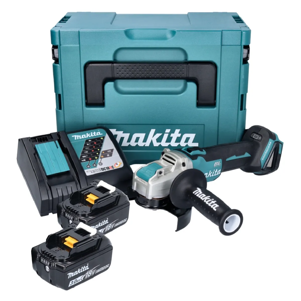 Makita DGA521RFX1J Meuleuse d'angle sans fil 125 mm 18V X LOCK Brushless + 2x Batteries 3 0 Ah + Chargeur + Coffret Makpac - vue 2