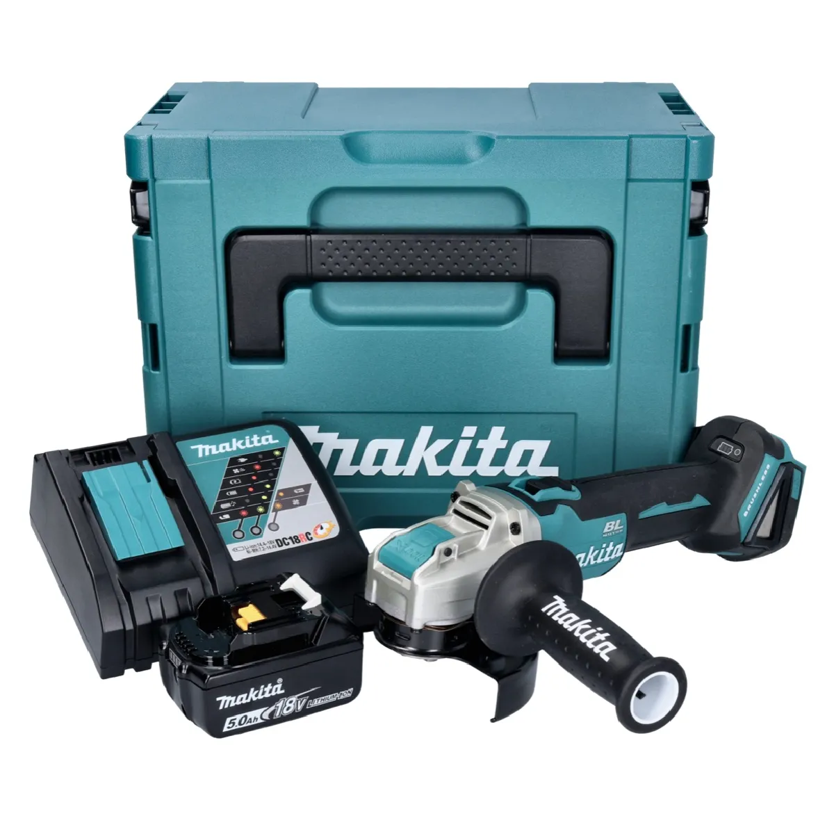 Makita DGA521RT1X1J Meuleuse d'angle sans fil 125 mm 18V X LOCK Brushless + 1x Batteries 5 0 Ah + Chargeur + Coffret Makpac - vue 2