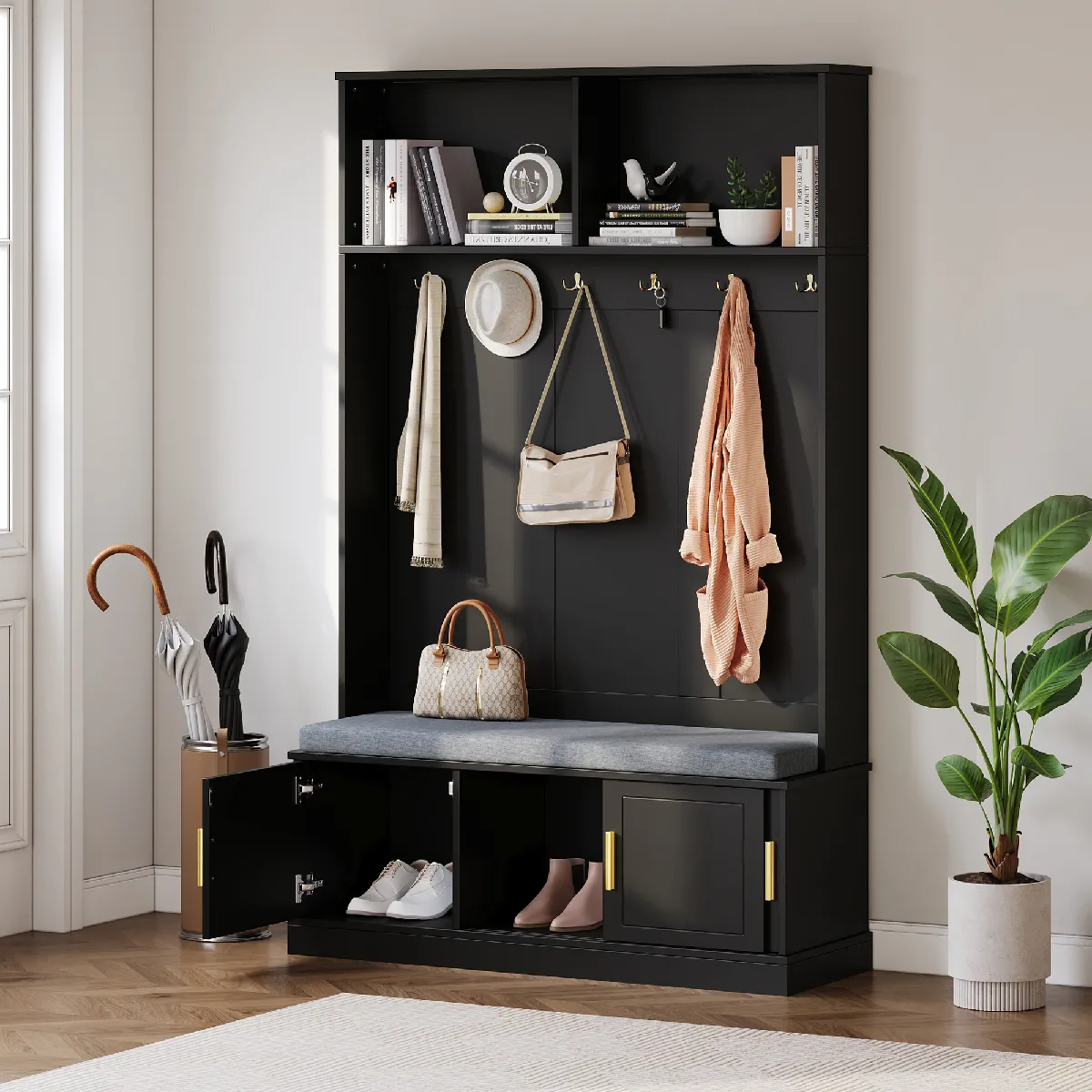 Okwish Meuble d'entrée porte-manteau - Noir