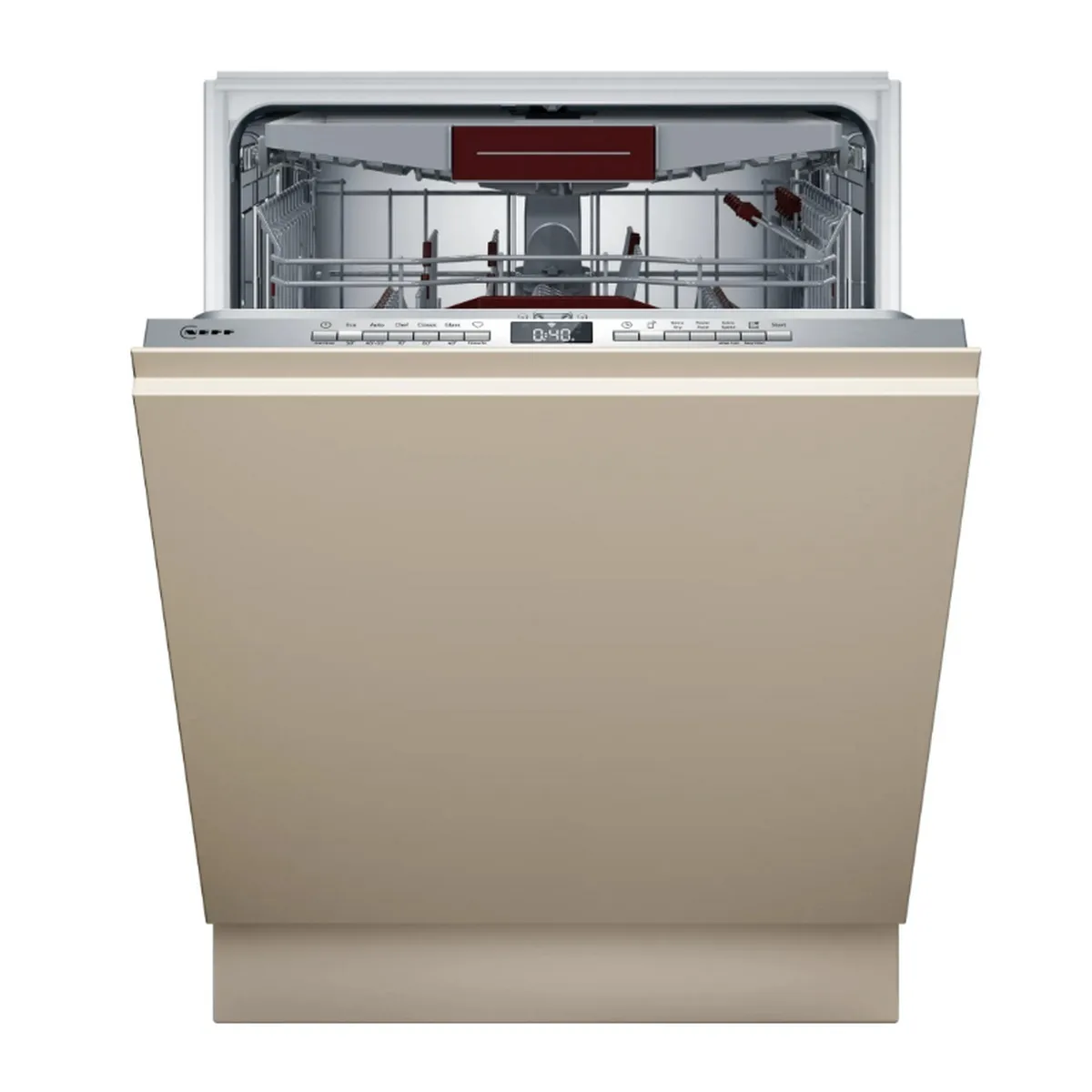 Neff - Lave-vaisselle tout intégrable 60 cm. a. Home connect. 42 db. 14 couverts. 6 programmes. 5 options. Tiroir à couverts. Échangeur thermique / drying assist s255ecx15e