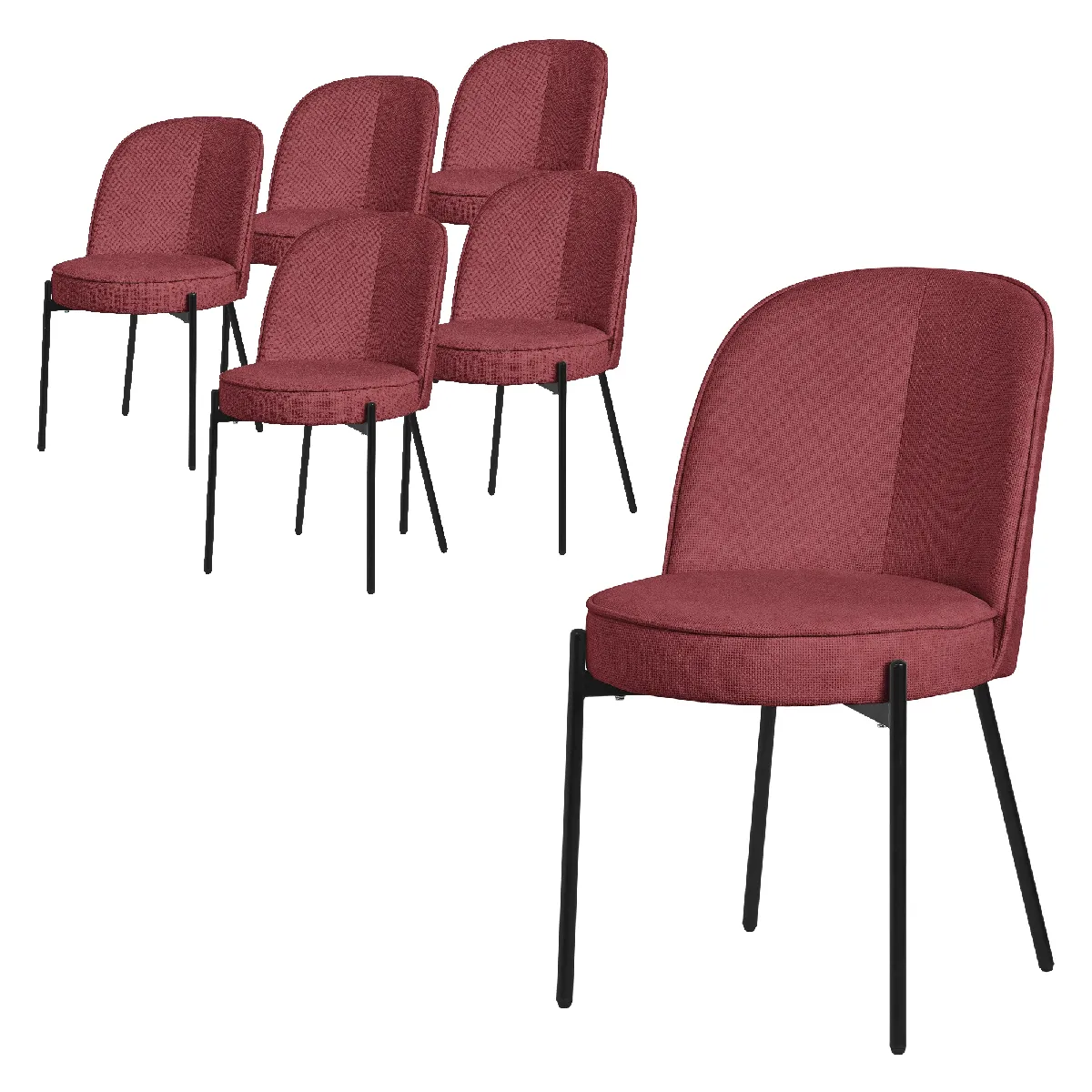 Ml-Design Rouge Lot De 6 Chaises De Salle À Manger Chaise De Salon Chaise Rembourrée Chaise De C