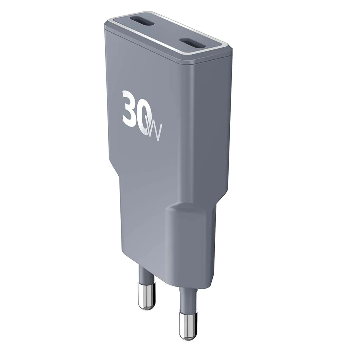 Force Gris Power Chargeur 2X Usb-C 30W Power Delivery Ultra Gan Rapide