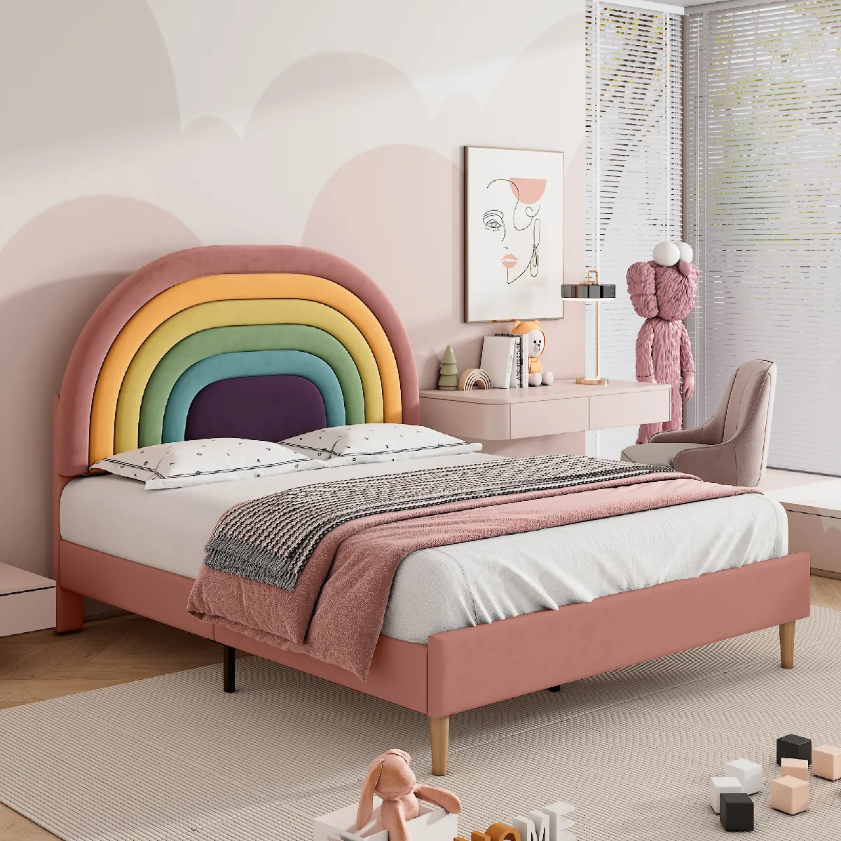 Lit Enfant 140x200 cm - Lit enfant double - Rose