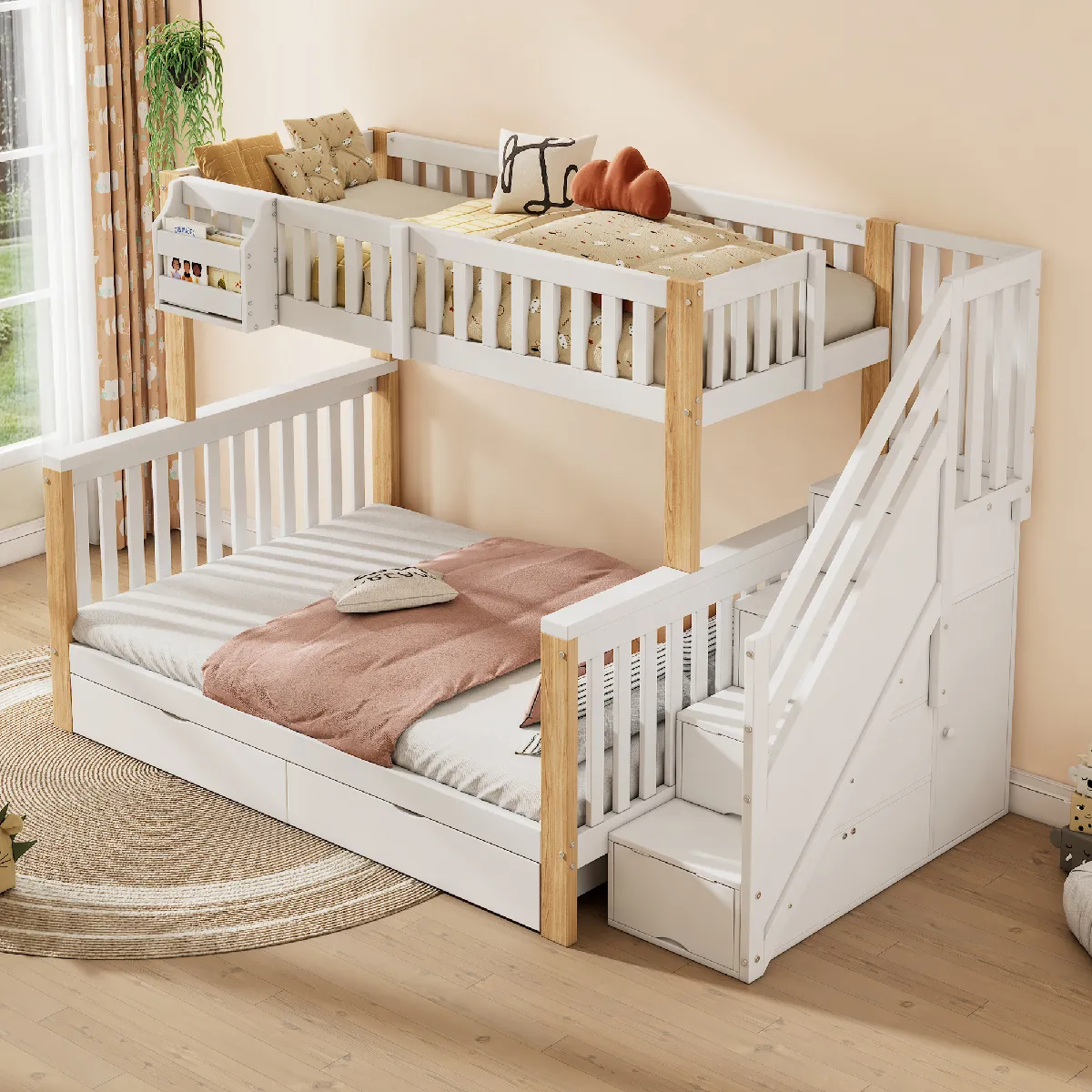 Lit superposé 90x200 cm - Lit enfant - Blanc