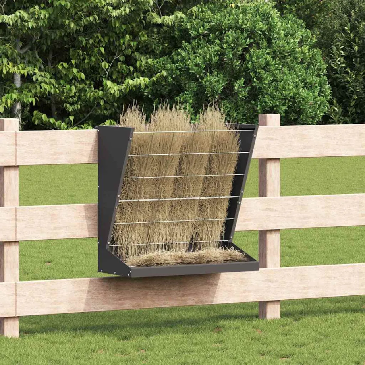 Comparer les prix de vidaXL Distributeur de Foin Noir 71 x 33 x 70 cm Acier Laminé à Froid