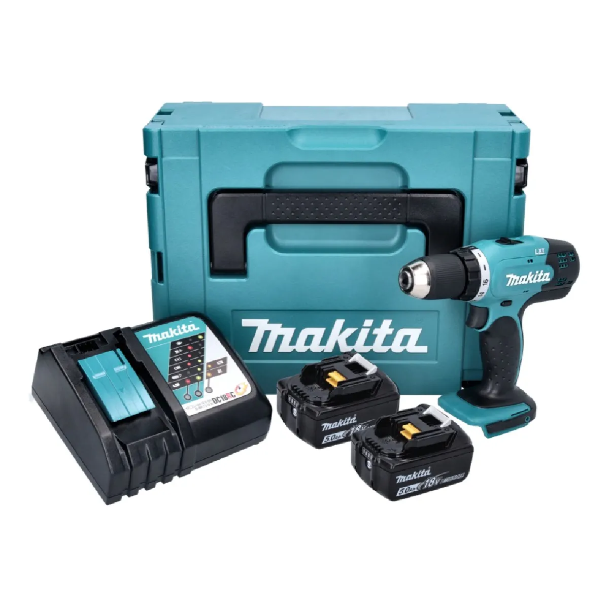 Makita DDF 453 RTJ Perceuse visseuse sans fil 18 V 42 Nm + 2x batterie 5 0 Ah + chargeur + Makpac - vue 2