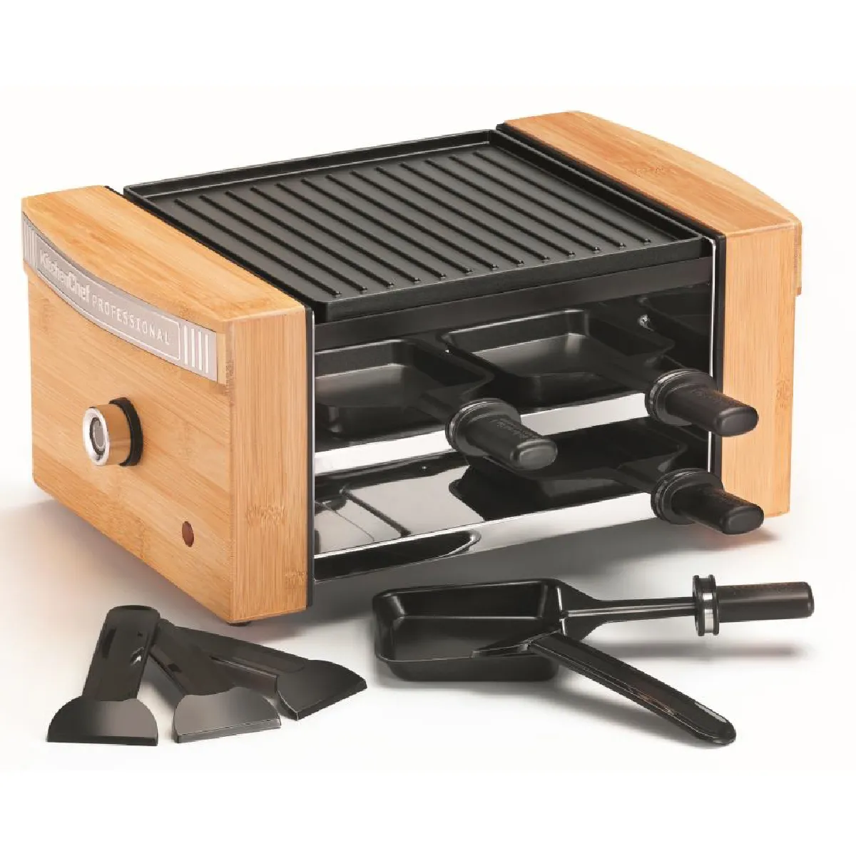 KITCHEN CHEF Appareil &agrave; raclette 4 personnes 750w - KC.WOODLUX4 - 
