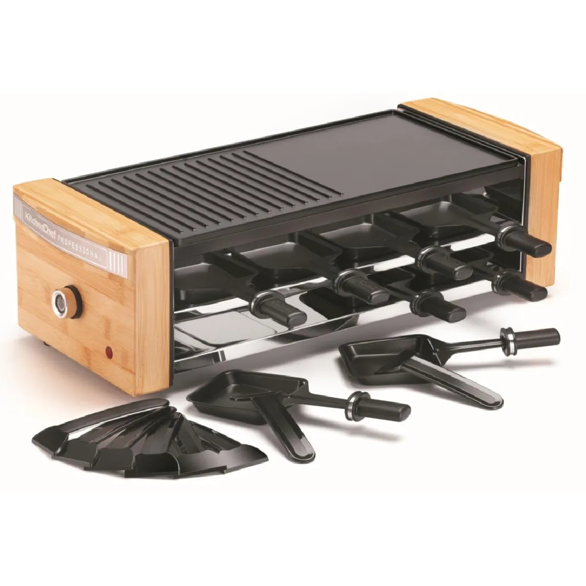 KITCHEN CHEF Appareil &agrave; raclette 8 personnes 1200w - KC.WOODLUX8 - 