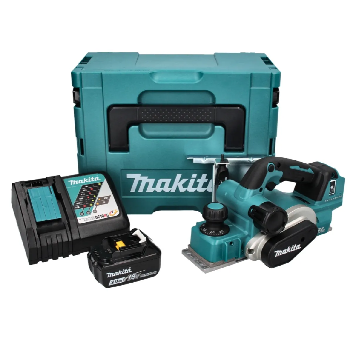 Makita DKP181RF1J Rabot sans fil 82mm 18V Brushless + 1x Batterie 3 0 Ah + Chargeur + Coffret Makpac - vue 2