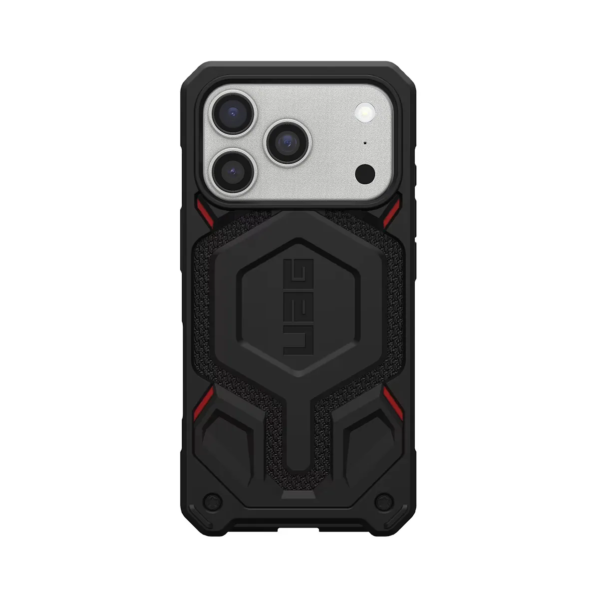 Uag Noir/Rouge Coque Pour Iphone 17 Pro Magsafe Motif Hexagonal Série Monarch Pro