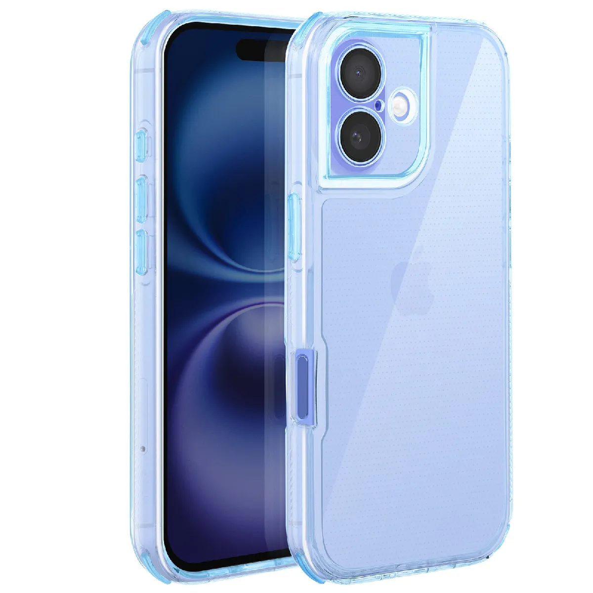 Coque pour iPhone 16 - AVIZAR - Renforc&eacute;e - Antid&eacute;rapante - Bi-Mati&egrave;re - Bleu clair