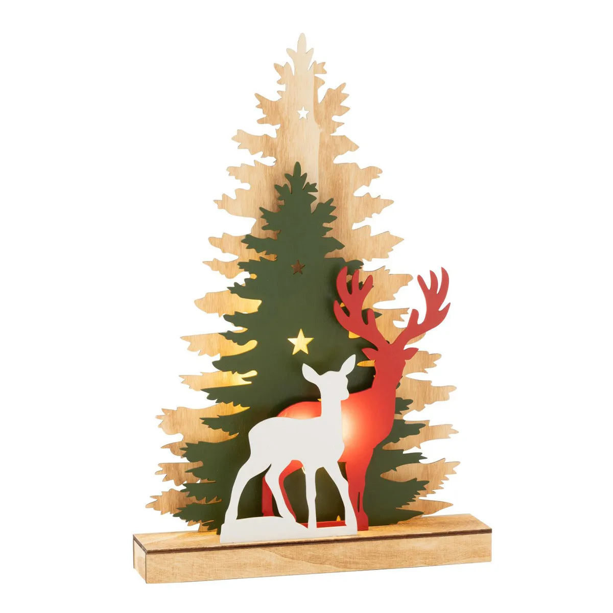 Paris Prix Déco Renne À Led En Bois Hiver 44Cm Multicolore