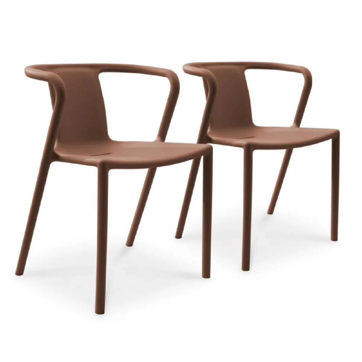 Lot de 2 fauteuils de jardin empilables en polypropylène terracotta