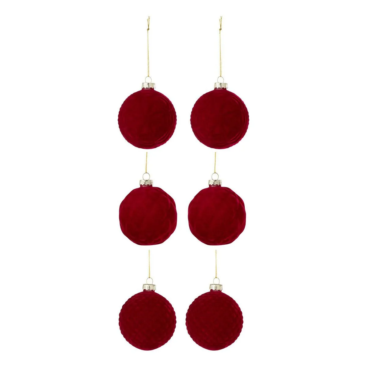 Generique Rouge Lot De 6 Boules De Noël Velours "Caro" 8Cm - Image 3