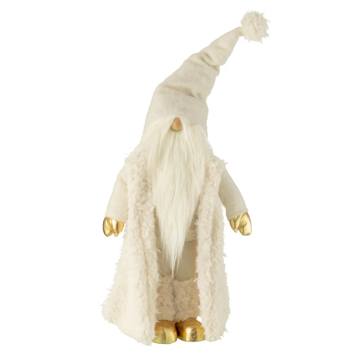 Statue Déco Lutin Veste Longue 90cm Crème