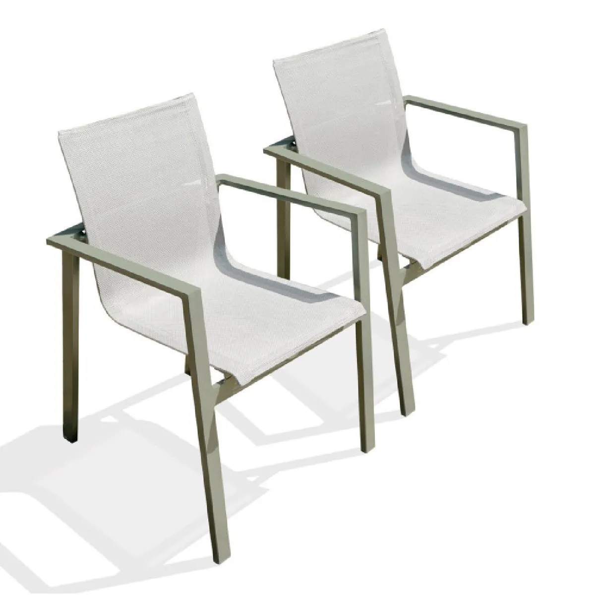 Paris Prix Gris Lot De 2 Fauteuils De Jardin Empilables - Kaki &