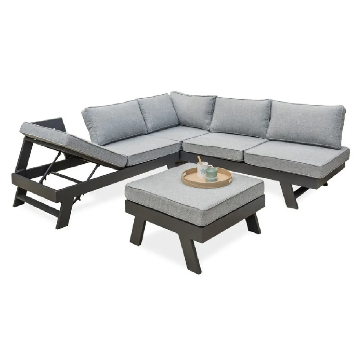 Salon bas de jardin Aluminium DCB GARDEN 5 places et bois d'acacia MIYAKO - vue 4