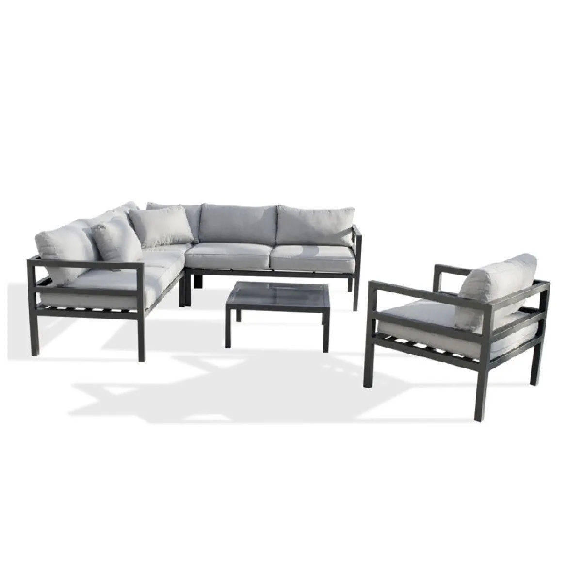 Salon bas de jardin Aluminium DCB GARDEN 5 places et bois d'acacia MIYAKO - vue 5