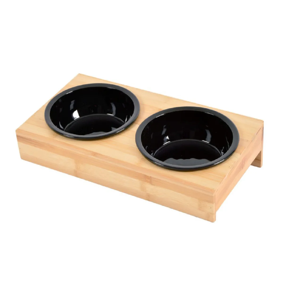 Comparer les prix de Double Gamelle en Céramique Support Bambou 37cm Noir