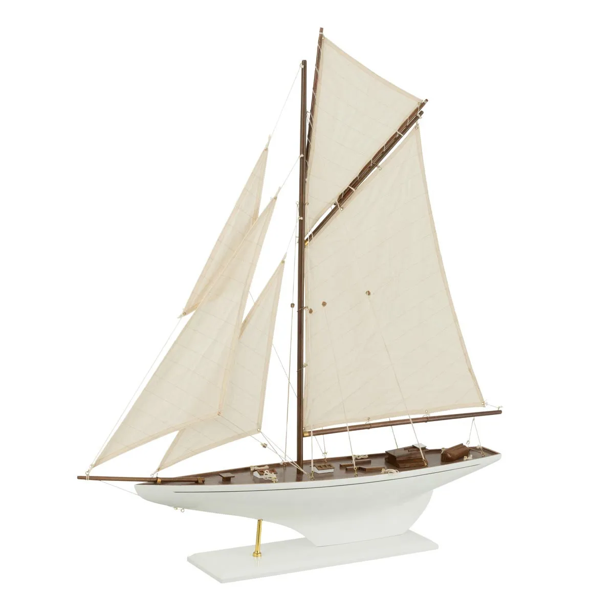 Non Communiqué Blanc Voilier Déco En Bois "Reggie" 95Cm - Image 2